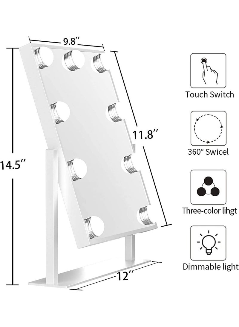 HOME TASTE Vanity Mirror with Lights, Hollywood Makeup Mirror with 9 Dimmable LED Bulbs, 3 Color Modes, Touch Control, 360° Rotating Cosmetic Mirror for Dressing Table - Image 4
